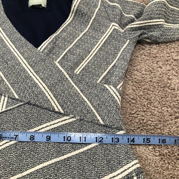 Maeve Blue and White Faux Body Wrap Striped Column Dress Anthropologie Sz Small - Picture 8 of 10